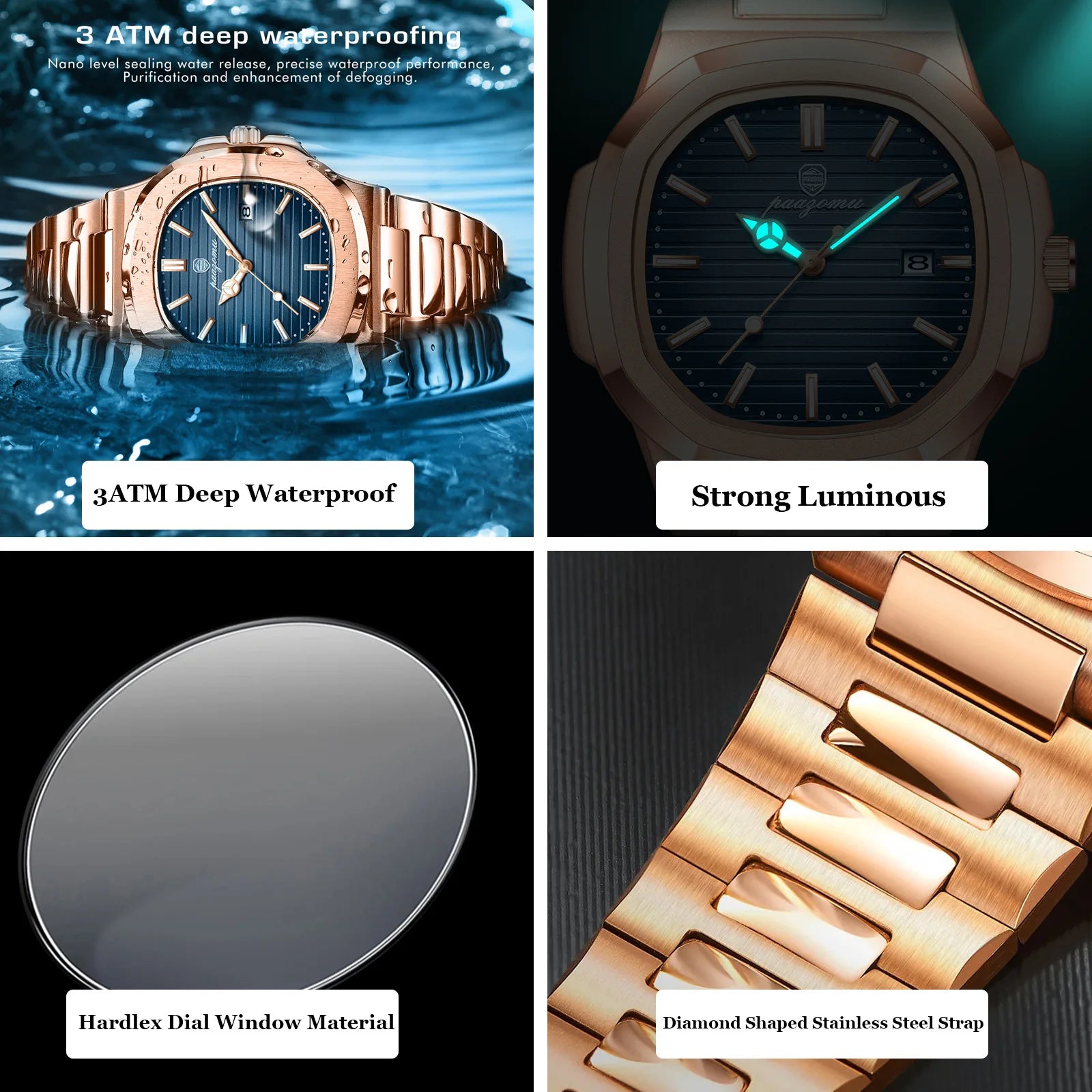2026 New For Men Fashion Brand Male Watch Waterproof Luminous Stainless Steel Watches  Date Week Casual Quartz Men's Clock Reloj
