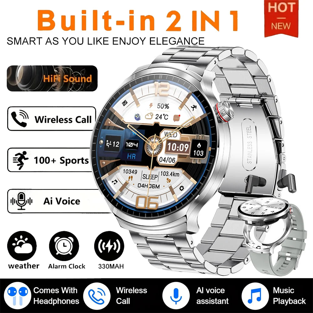 For Xiaomi New 2 in 1 Smart Watch With Earbuds Smartwatch TWS Bluetooth Earphone Heart Rate Blood Oxygen Monitor Sports Watch
