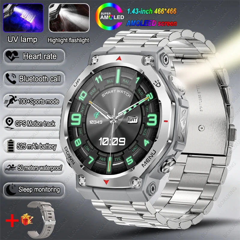 2026 New T-Rex 3 Ultra Outdoor Sports Smart Watch Men GPS Motion Track 5 ATM Waterproof Heart Rate HD Bluetooth Call Smart Watch
