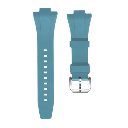 Perfect Fit For Tissot PRX 40 FKM Rubber Strap with Silver Pin Clasp - 12mm for Powermatic 80 (Unisex) Watch Bands