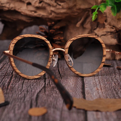 BOBO BIRD Women's Sunglasses Fashion Polarized UV400 Lens Metal Temple Eyewear Vintage Oval Wood Glasses in Wooden Gift Box