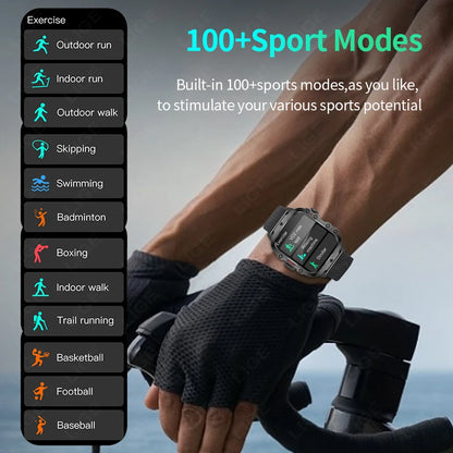 Men's Smartwatch Military Outdoor Sports Health Monitoring Bluetooth Call Voice Assistant Waterproof For Android IOS Smart Watch