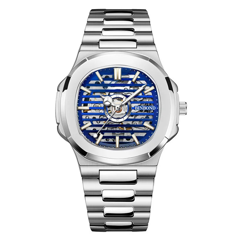 BINBOND  automatic tourbillon precise men's watch mechanical wristwatches for men luxury luminous waterproof skeleton reloj