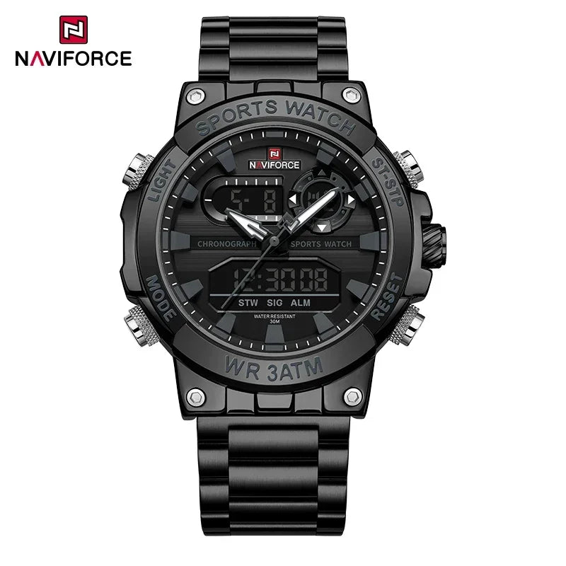 NAVIFORCE Men Military Watch Waterproof Wristwatch Dual Display Quartz Clock Sport Watch Male Big Watches Men Relogios Masculino