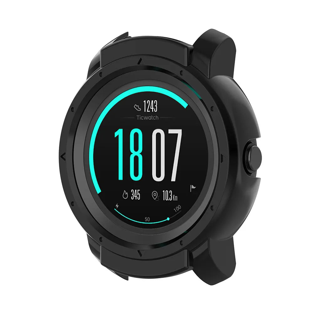 Smart Watch Protective Case Black Pc Cover Compatible for Ticwatch Precise Cutouts Dirt Protection Lightweight Fashionable