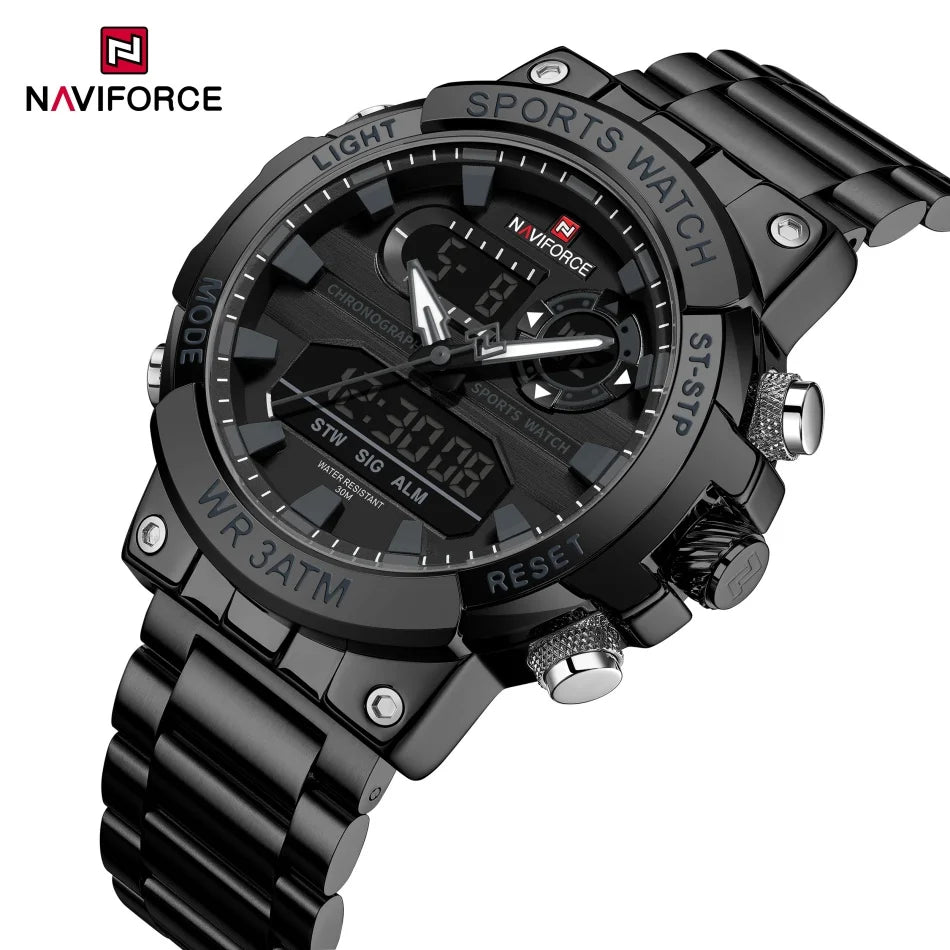 NAVIFORCE Men Military Watch Waterproof Wristwatch Dual Display Quartz Clock Sport Watch Male Big Watches Men Relogios Masculino