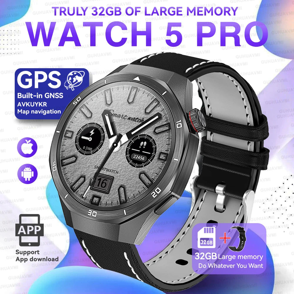 2026 New Watch 5 Pro GPS Map Navigation Smartwatch 32G memory Video Music Play NFC Call Titanium alloy Waterproof Smartwatch Men