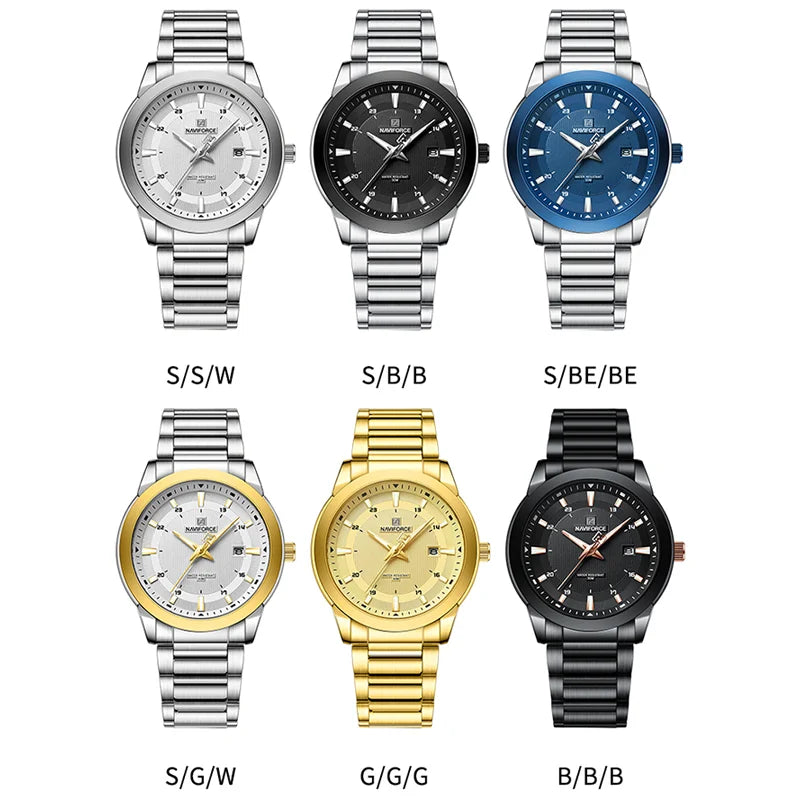 NAVIFORCE NF8029 Watches Stainless Steel Strap Casual Male Quartz Sports