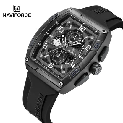 NAVIFORCE Men Quartz Multi-function Calendar Watches Male Personalized Fashion Sport  Wrist Watches Large Dial TPU Strap Clock
