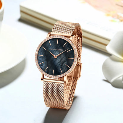 Hannah Martin Luxury Water Diamond Rose Gold  Quartz Watch