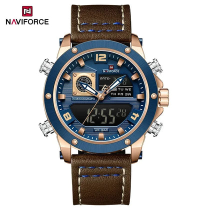 NAVIFORCE Digital Mens Military Watch Waterproof Watch Dual Display Quartz Sports Watch For Men Luminous High Quality Wristwatch
