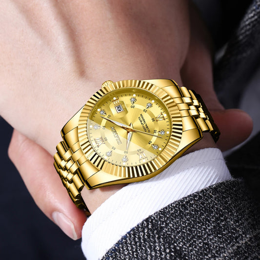 ChronoState Roma Crystal – Luxury Quartz Business Watch | Rhinestone Calendar Steel Men’s Watch