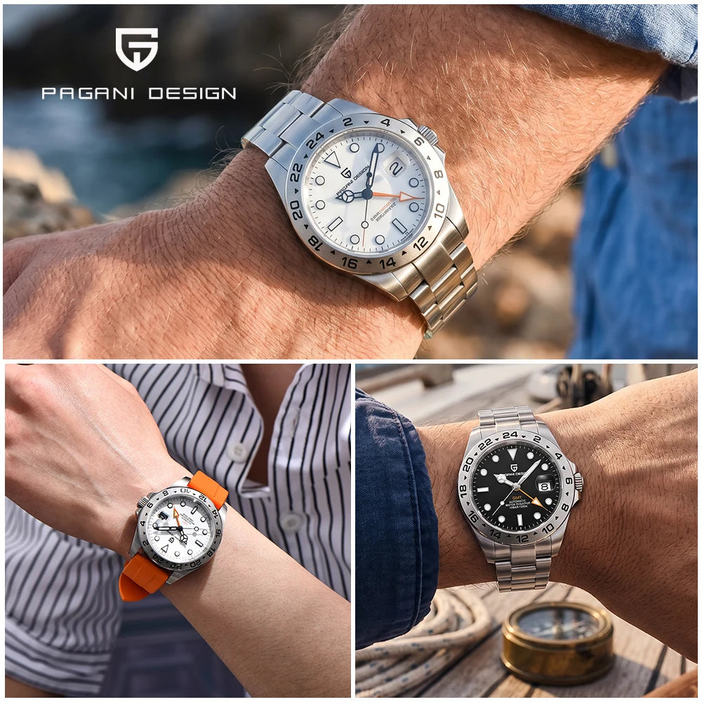 Pagani Design 2026 New Men's Diver Watch 42mm Sapphire Automatic Mechanical GMT Watch 100m Waterproof PD1682