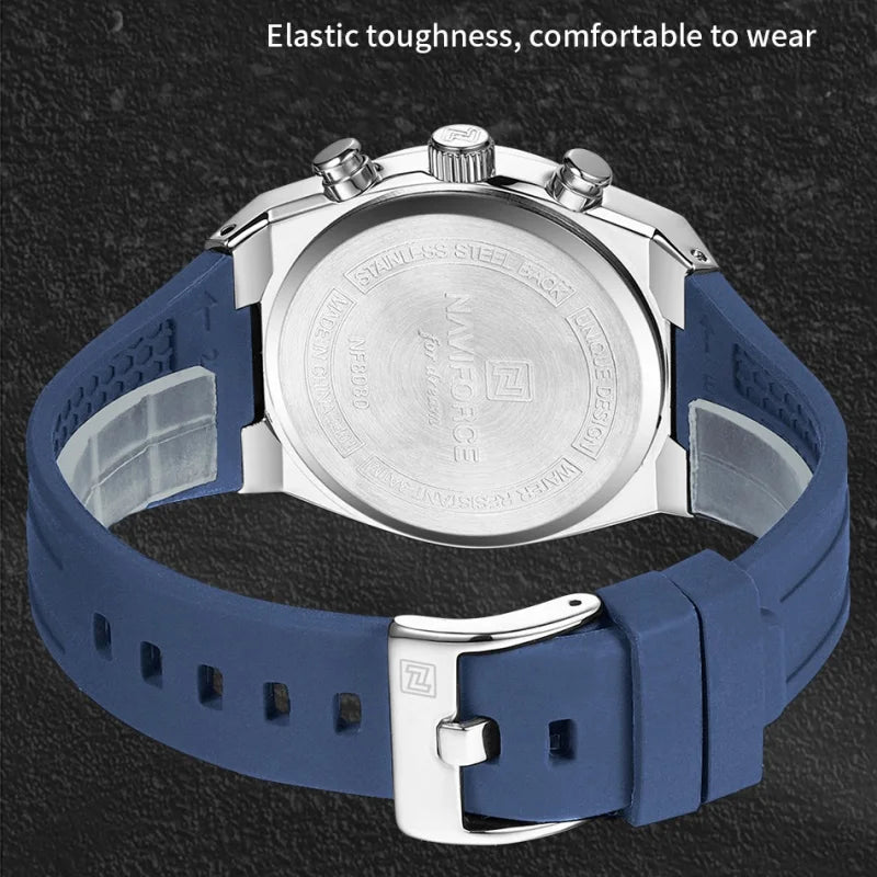 NAVIFORCE Men Watches Multifunctional Chronograph Silicone Strap Luminous Hands 3ATM Waterproof High Quality Original for Man