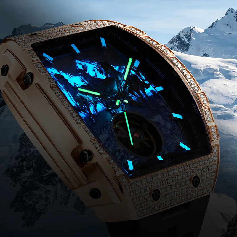 BONEST GATTI Mens German Automatic Mechanical Watch Waterproof Luminous Silicone Strap Business Fashion Men's Chronograph Watch