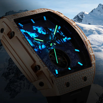 BONEST GATTI Mens German Automatic Mechanical Watch Waterproof Luminous Silicone Strap Business Fashion Men's Chronograph Watch