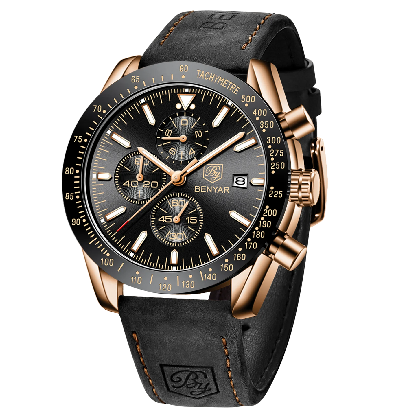 SAPPHERO Classic Quartz Men's Watch Chronicle Waterproof Men's Watch Leather Strap Business Casual Sports Clock