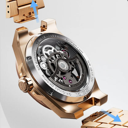 BONEST GATTI New Infinite Series Watch Men Tourbillon Full Automatic Mechanical Skeleton Wristwatch Stainless Steel Strap