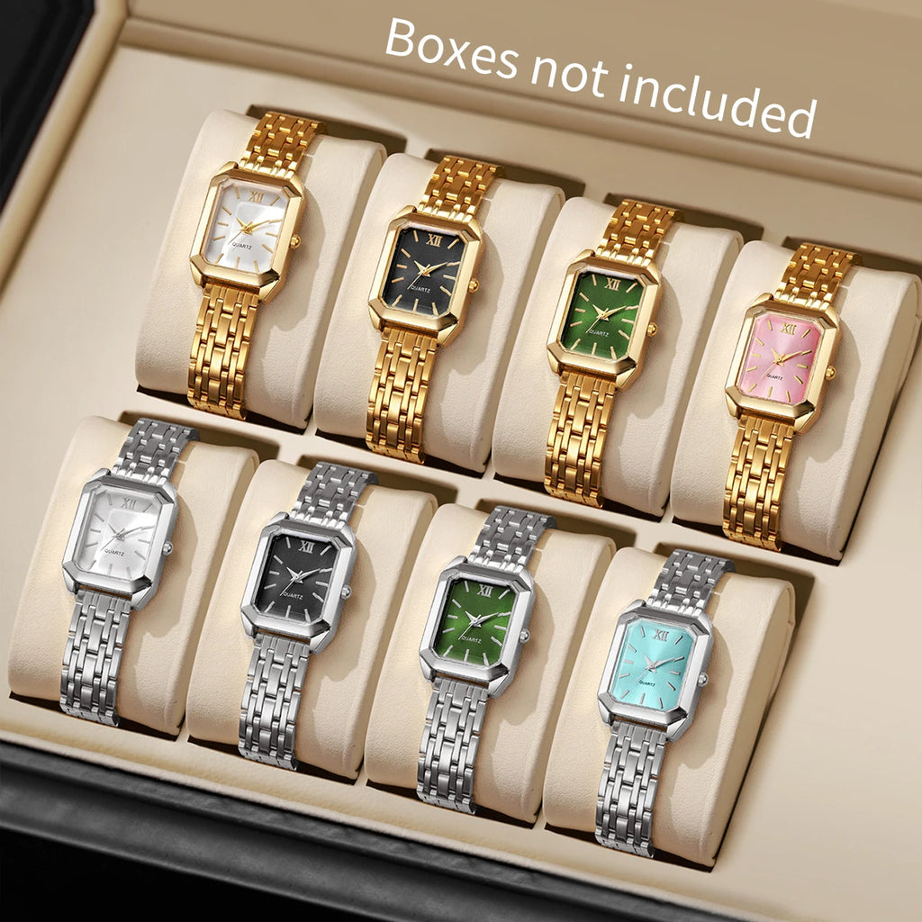 1/8PCS Fashion Rectangle Women Quartz Wristwatch Casual Ladies  Watches Girls Clock Reloj Mujer(Without Box)
