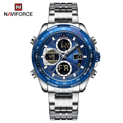 NAVIFORCE Men's Quartz Watches New Dual Display 30m Waterproof Sports Wrist Watch Stainless Steel Casual Clock Relogio Masculino