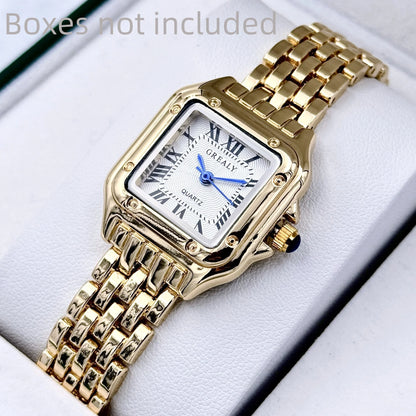 New Women Watch Light Luxury Brand Business Gold Stainless Steel Ladies Fashion Quartz Watches Female Clock Bracelet Wristwatch