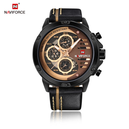 NAVIFORCE Mens Watch Top Brand Luxury Waterproof 24 Hour Date Quartz Watch Man Leather Sport WristWatch Men Waterproof Clock