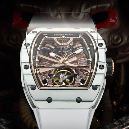 BONEST GATTI Fashion Automatic Movement Wristwatch Skeleton Warrior Big Dial Sapphire Glass Mechanical Watches for Men
