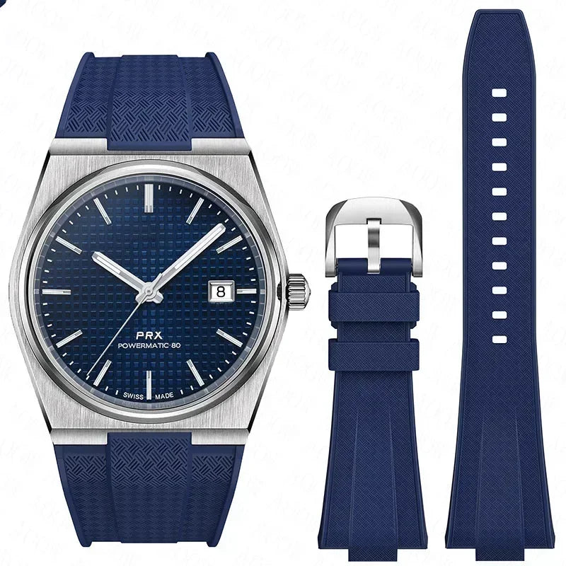 For Tissot PRX T137.407/T137.410 Quick Release Silicone Strap Super Player 40mm Men Convex Rubber Watch Band Bracelet 12mm