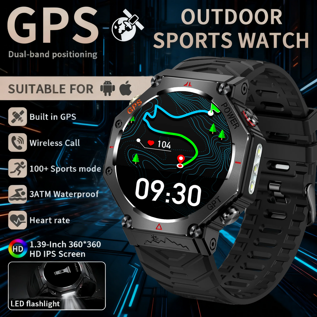 2026 New ChatGPT AI assistant Smart Watch 3ATM Waterproof GPS Built-in Dual-band GNSS Compass Military Sport SmartwatchMen Woman