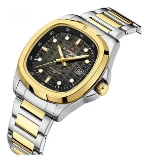 NAVIFORCE Fashion Men's Business Quartz Watch Stainless Steel Luminous Calendar Clock Male Square Dial Sports Wristwatch