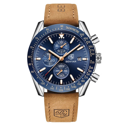 SAPPHERO Classic Quartz Men's Watch Chronicle Waterproof Men's Watch Leather Strap Business Casual Sports Clock