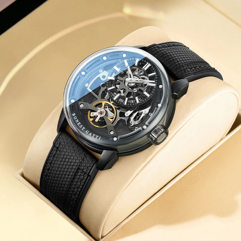 BONEST GATTI Watch for Men Man Automatic Watch Skeleton Luminous Light Luxury Qixi Birthday Gift
