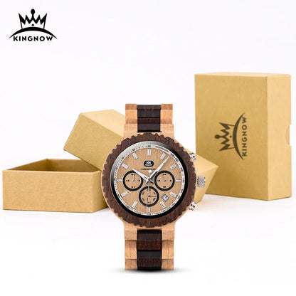 BOBOBIRD & KINGNOW Retro Design Men's Eco-Friendly Wooden Quartz Watch Vintage Eco-Friendly Wood Wristwatch Fashion Timepiece