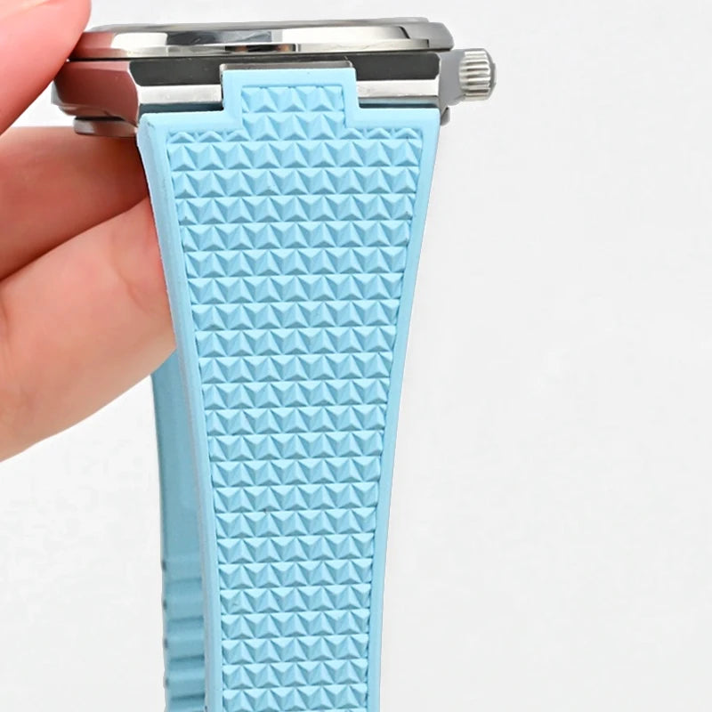 11mm 12mm FKM Convex Strap for Tissot PRX Series Super Player 35mm 40mm Fluoro Rubber Quick Release Butterfly Buckle Watch Band