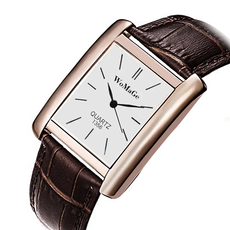 ChronoState Square Classic Women’s Quartz Watch | Elegant Black & White Dial Ladies Casual Wristwatch