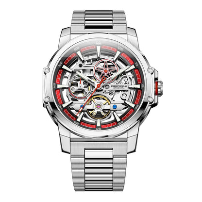 ABORNI 9039 Unique Design Skeleton Dial Tourbillon Men Watch Stainless Steel Waterproof Luxury Automatic Mechanical Men's Watch