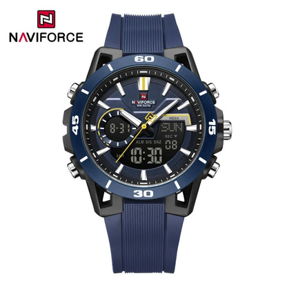 NAVIFORCE Men's 5ATM Waterproof Dual Time Watch Fashion Sport Countdown Alarm Chronograph Wristwatch Man chronograph Alarm Clock