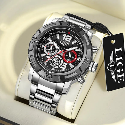 LIGE 2026 Mens Watches Top Brand Luxury Business Men Watch Chronograph Male Clock Men Quartz Wristwatches Relogio Masculino+BOX