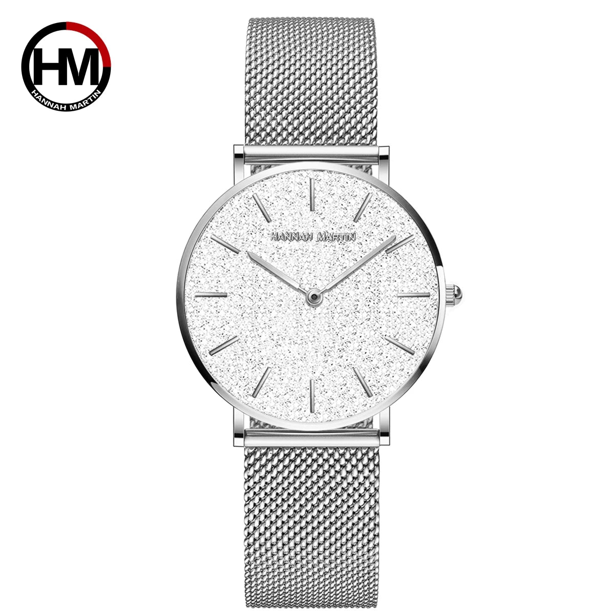 Hannah Martin Luxury Women's Watch With Japanese Original Quartz Movement Stainless Steel Mesh Strap 36mm Rose Gold Wrist Watch