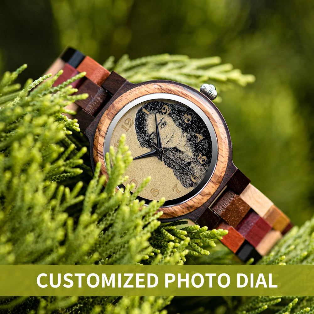 BOBO BIRD Custom Wooden Watch Personalized Photo Couple Fashion Casual Gift for  Him Anniversary Present Support Dropshipping