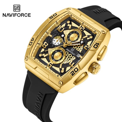 NAVIFORCE Men Quartz Multi-function Calendar Watches Male Personalized Fashion Sport  Wrist Watches Large Dial TPU Strap Clock