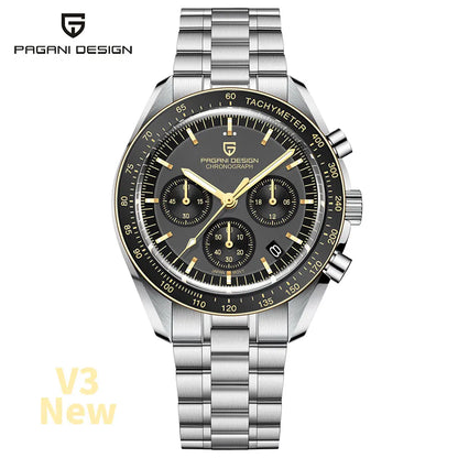 PAGANI DESIGN 2026 New V5 PD1701 Men's Watches Luxury Quartz Watch Men Sport Speed Chronograph AR Sapphire glass 100M Waterproof