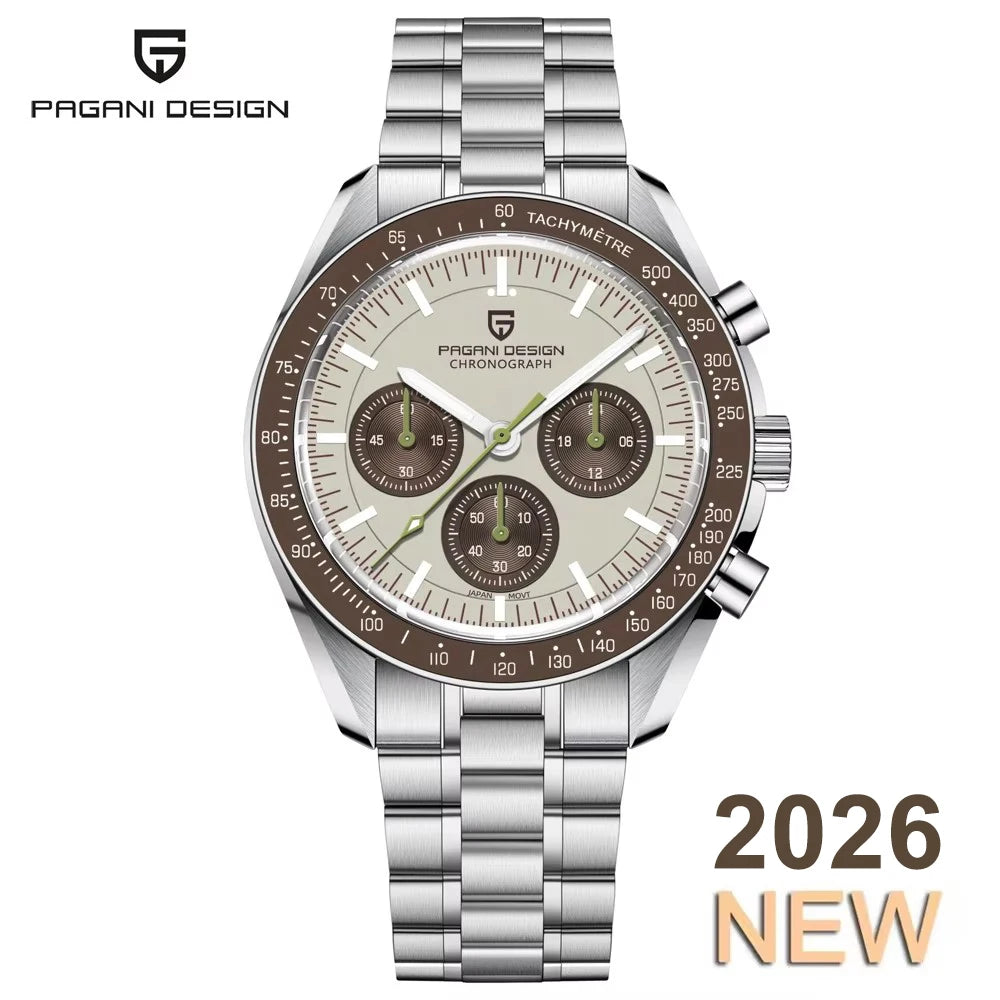 2026 New PAGANI DESIGN Mens Watches Top Brand Luxury Automatic Quartz Chronograph Waterproof Sport Stainless Steel Clock Relogio