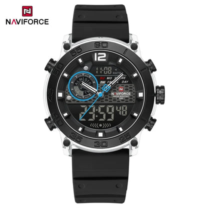 NAVIFORCE Men's Lightweight Sports Wrist Watch Dual Display Time Night Light Watches Boy's Quartz  Stopwatch Multifunctional