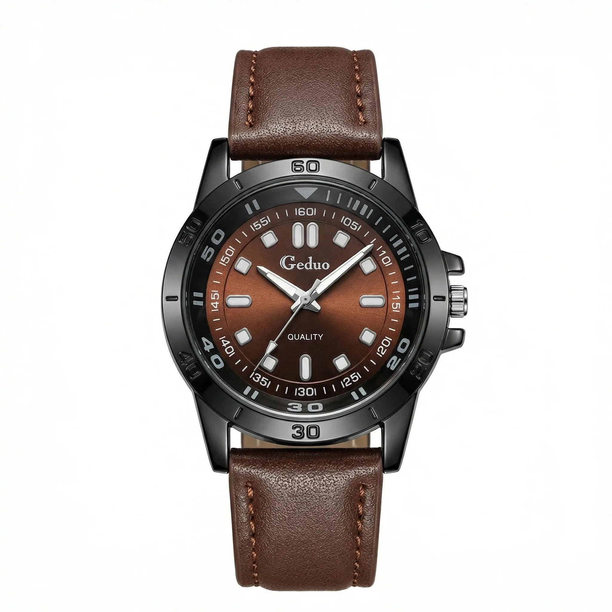 2026 New Fashion Men's Quartz Watch Leather Strap Analog Csual Wristwatch