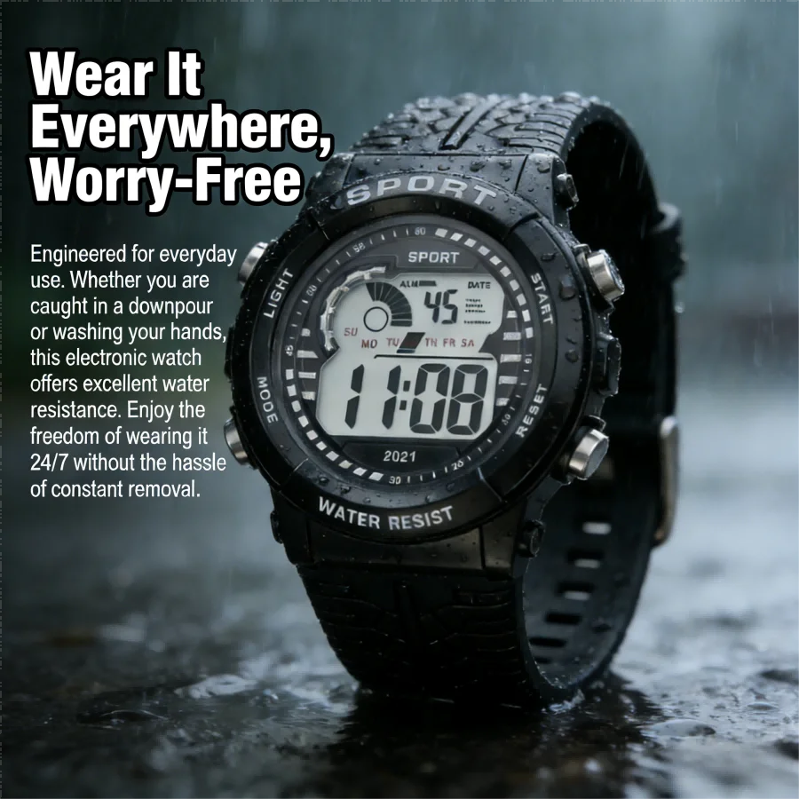 1/2pcs Fashion Sports Watch 30M Waterproof 7 Colors LED Backlight Alarm Stopwatch Electronic Wristwatch for Teens Men Women