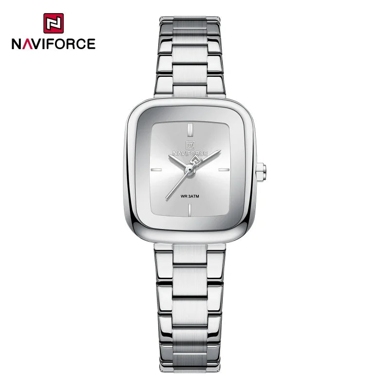 NAVIFORCE Fashion Watches for Women Sports 30M Waterproof Women's Stainless Steel Watches Unique Square Ultra light Girls' Watch