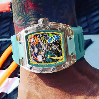 PINDU Watch Unique Dial Design Style Men Mechanical Watch Summer Beach Fashion Watch Glowing Waterproof Resin Automatic Watches