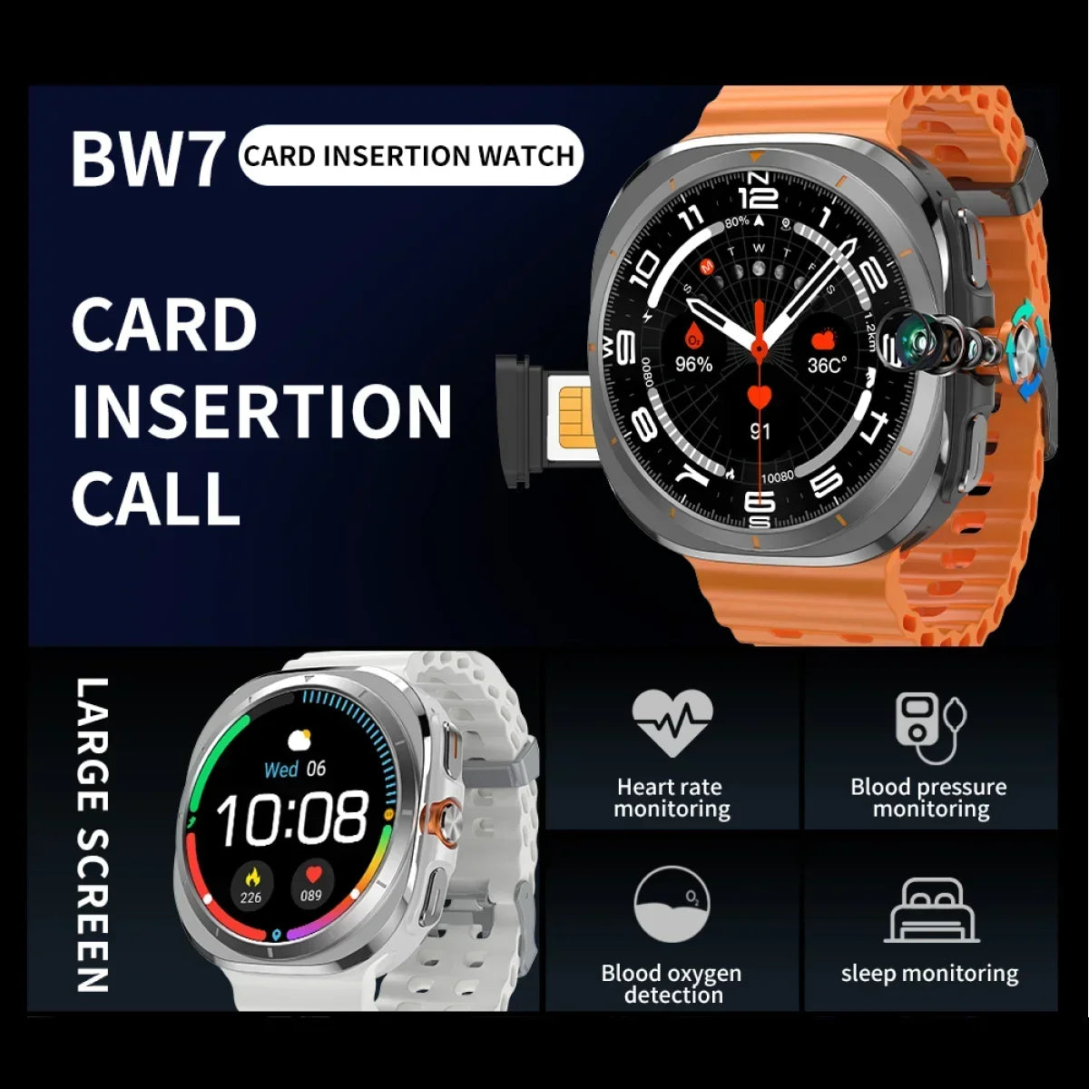The BW7 smartwatch features a multi-functional sports and fitness tracker with a 1.46-inch AMOLED screen for health monitoring
