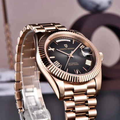 PAGANI DESIGN 2026 New Luxury Rose Gold DD40 Automatic Watch For Men NH36A Mechanical Wristwatch Men Stainless steel Waterproof